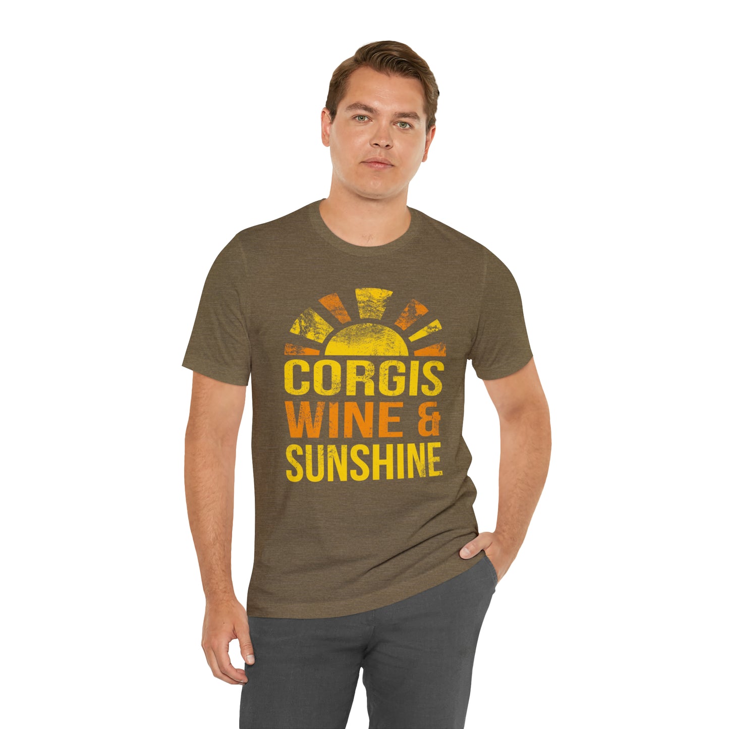 Corgi T-shirt Wine and Sunshine Distressed Women & Men