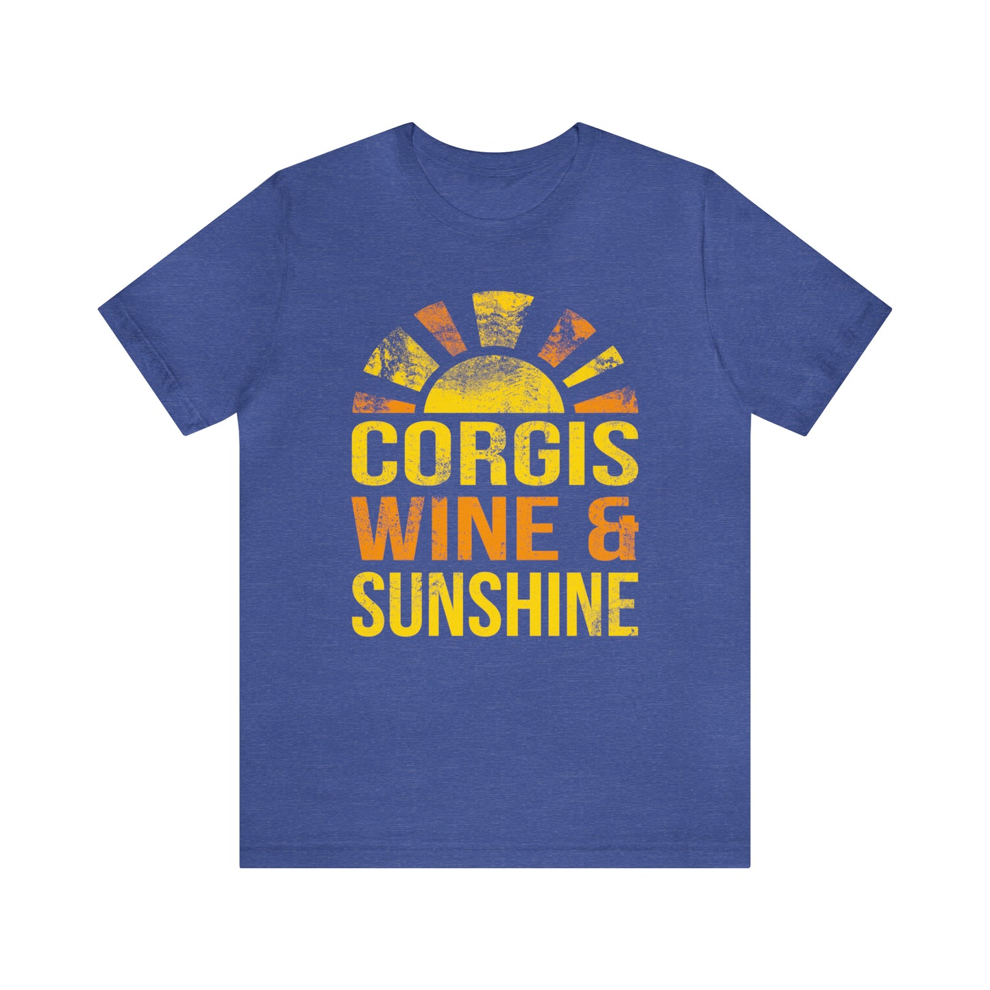 blue teal sapphire corgis wine sunshine summer woman man t-shirt unisex short sleeve shirt grunge distressed