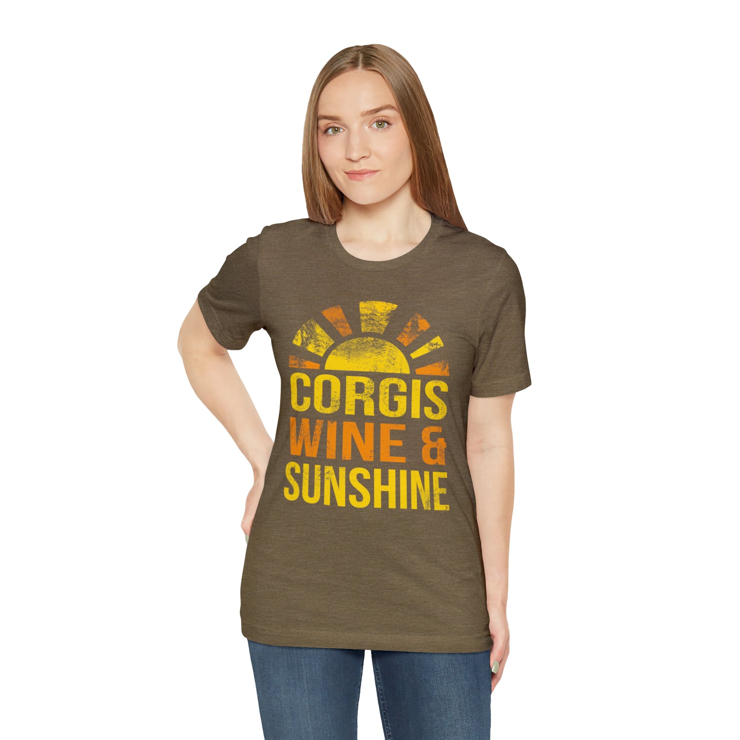 Corgi T-shirt Wine and Sunshine Distressed Women & Men