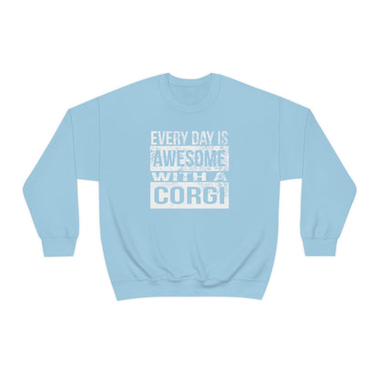 light blue Every day is awesome with a corgi women men sweatshirt unisex long sleeve shirt