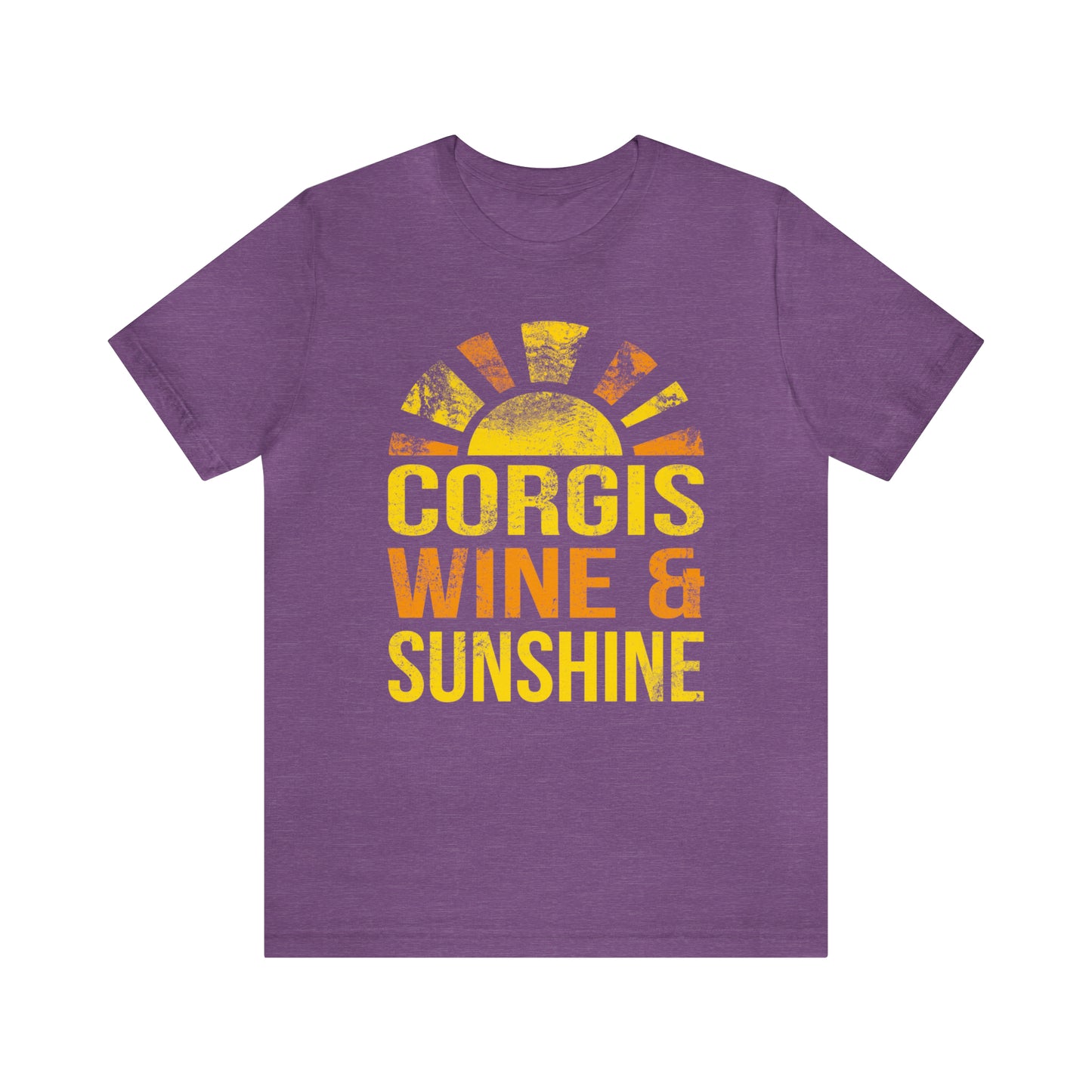 purple violet corgis wine sunshine summer woman man t-shirt unisex short sleeve shirt grunge distressed