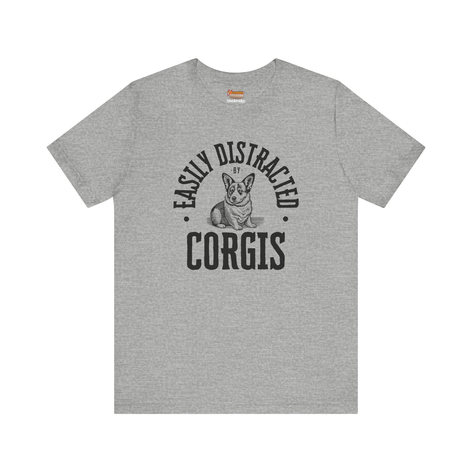 gray corgi t-shirt easily distracted women men shirt