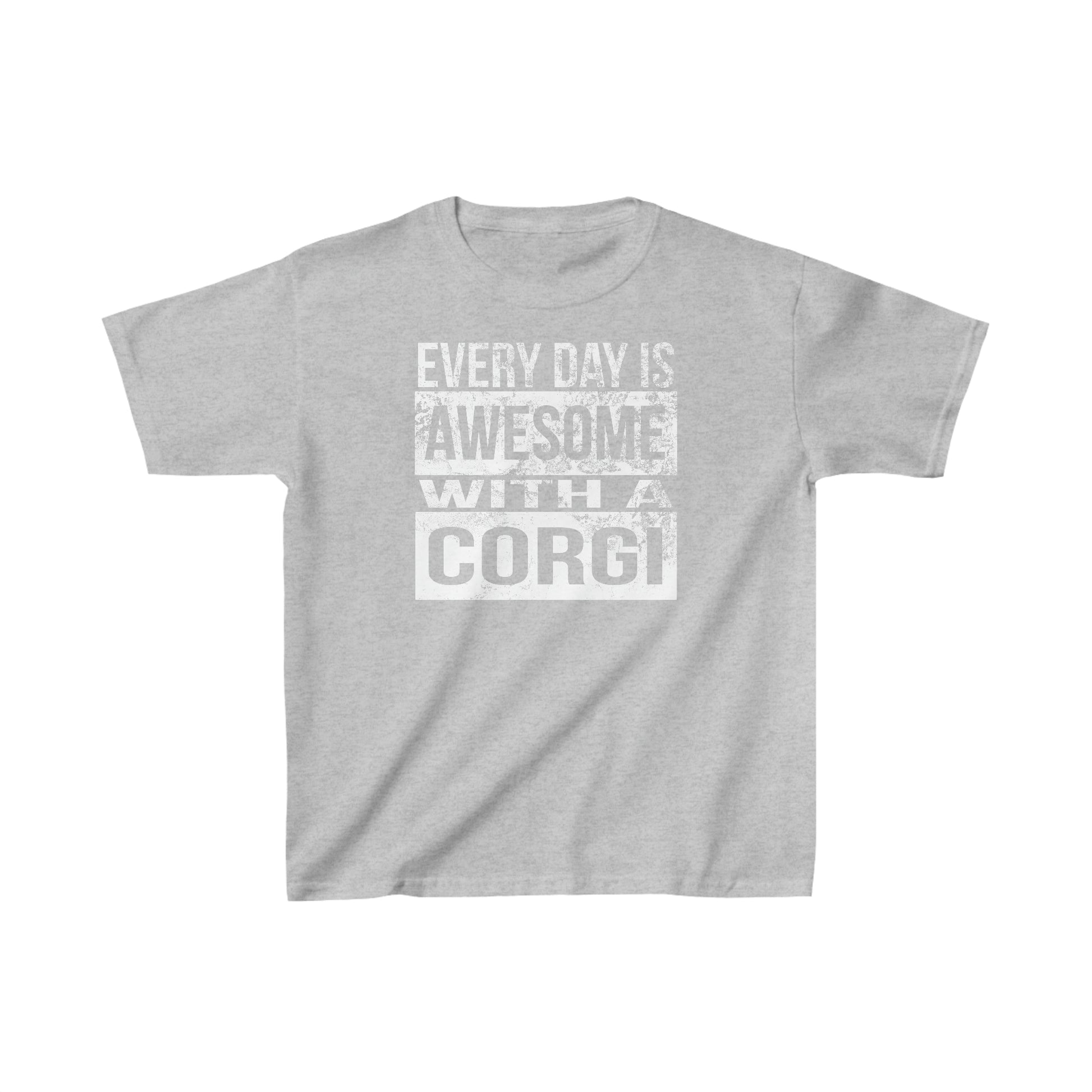 gray Awesome Corgi kids t-shirt Childs short sleeve