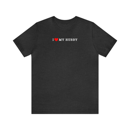 dark gray I love my hubby and my corgi more adult unisex t-shirt front