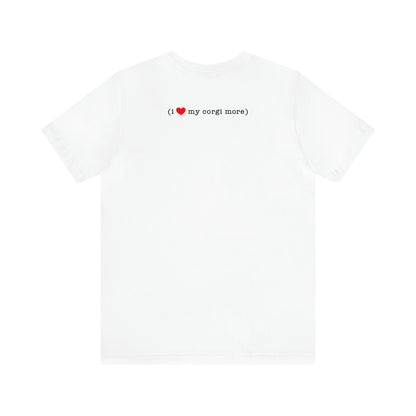 white I love my hubby and my corgi more adult unisex t-shirt back