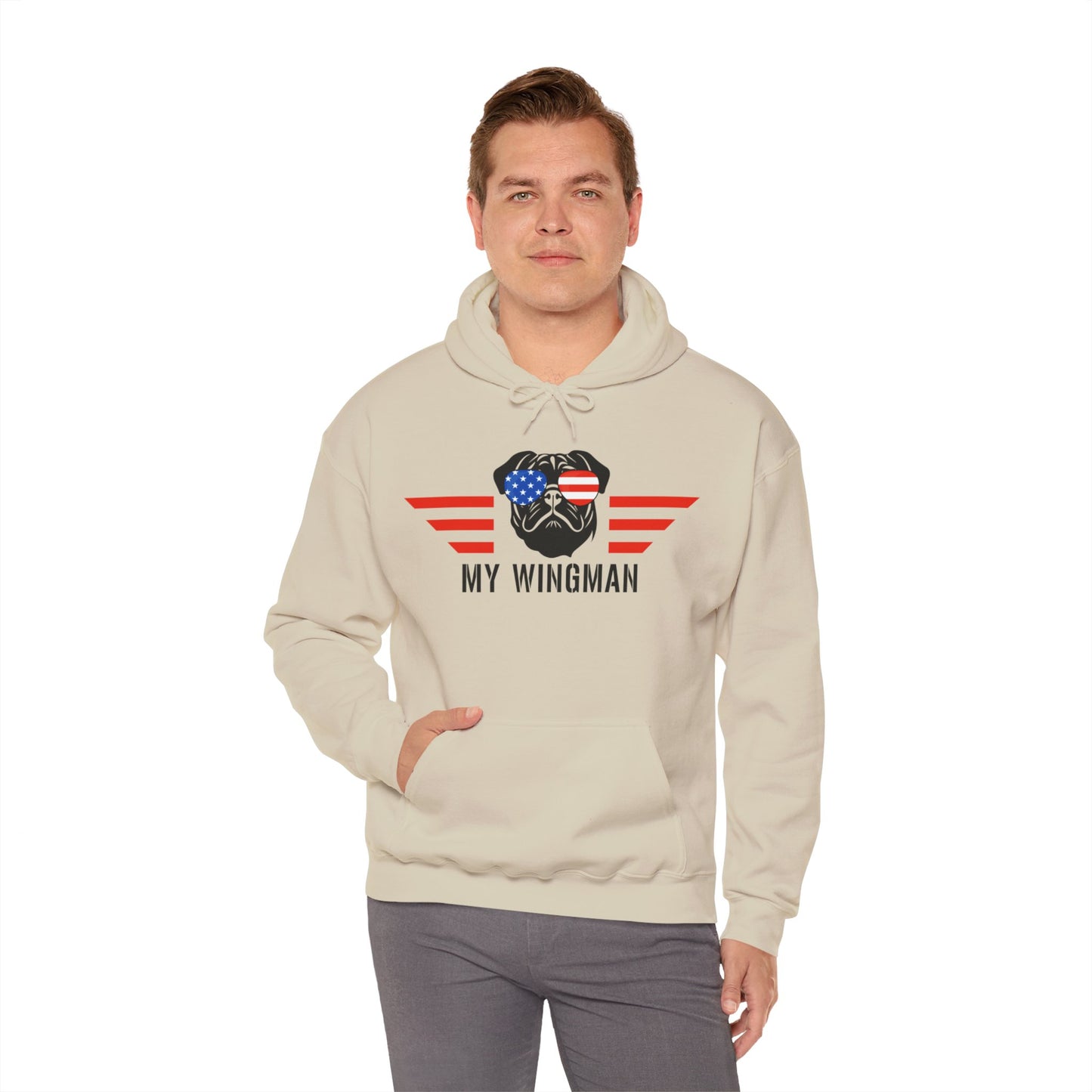 Pug Hoodie Wingman American Women & Men