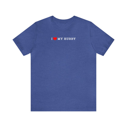 blue I love my hubby and my corgi more adult unisex t-shirt front