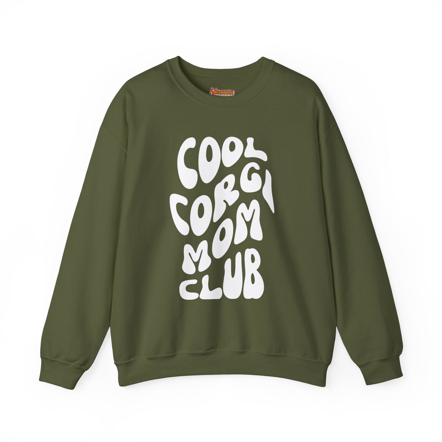 green olive army military corgi sweatshirt cool mom club trendy retro text dog lover gift for her women
