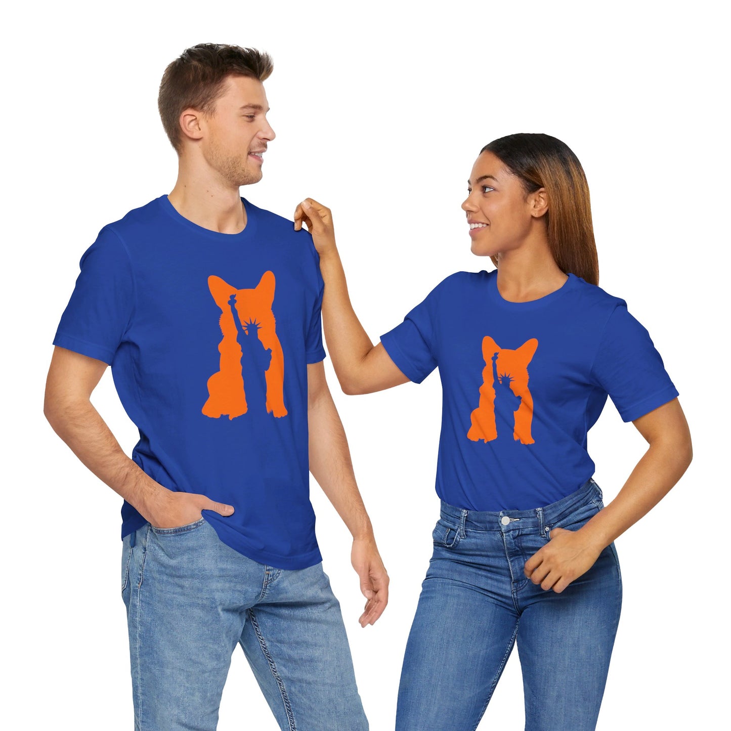 Corgi T-shirt New York City Statue of Liberty  Women & Men