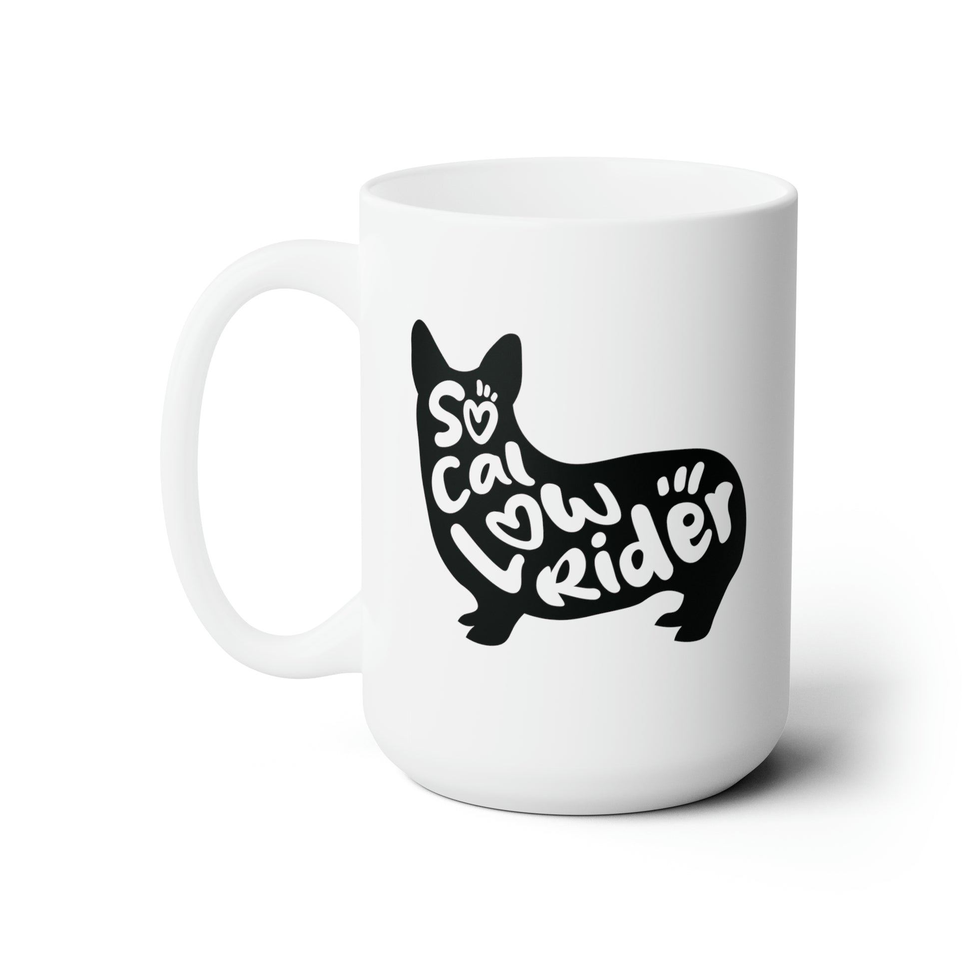 SoCal LowRider Southern California corgi dog coffee mug ceramic cup