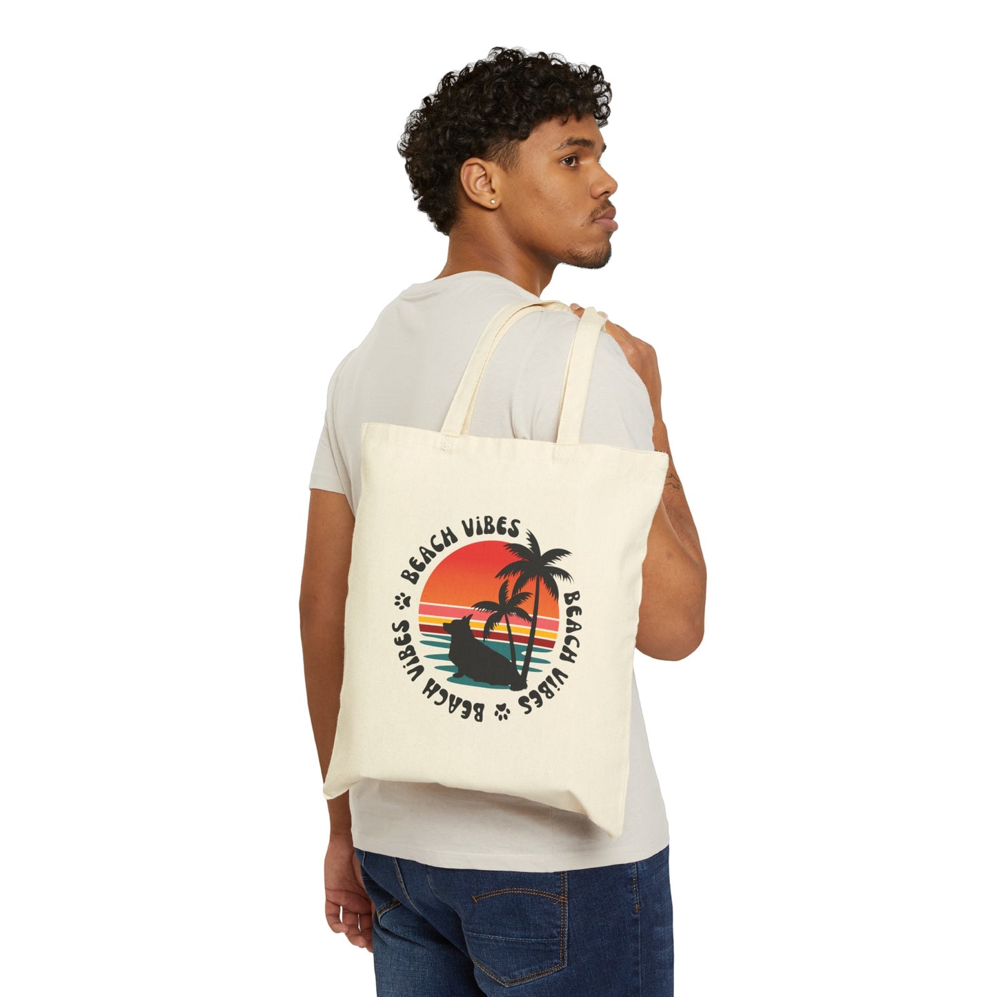 Corgi Canvas Tote Bag Beach Vibes