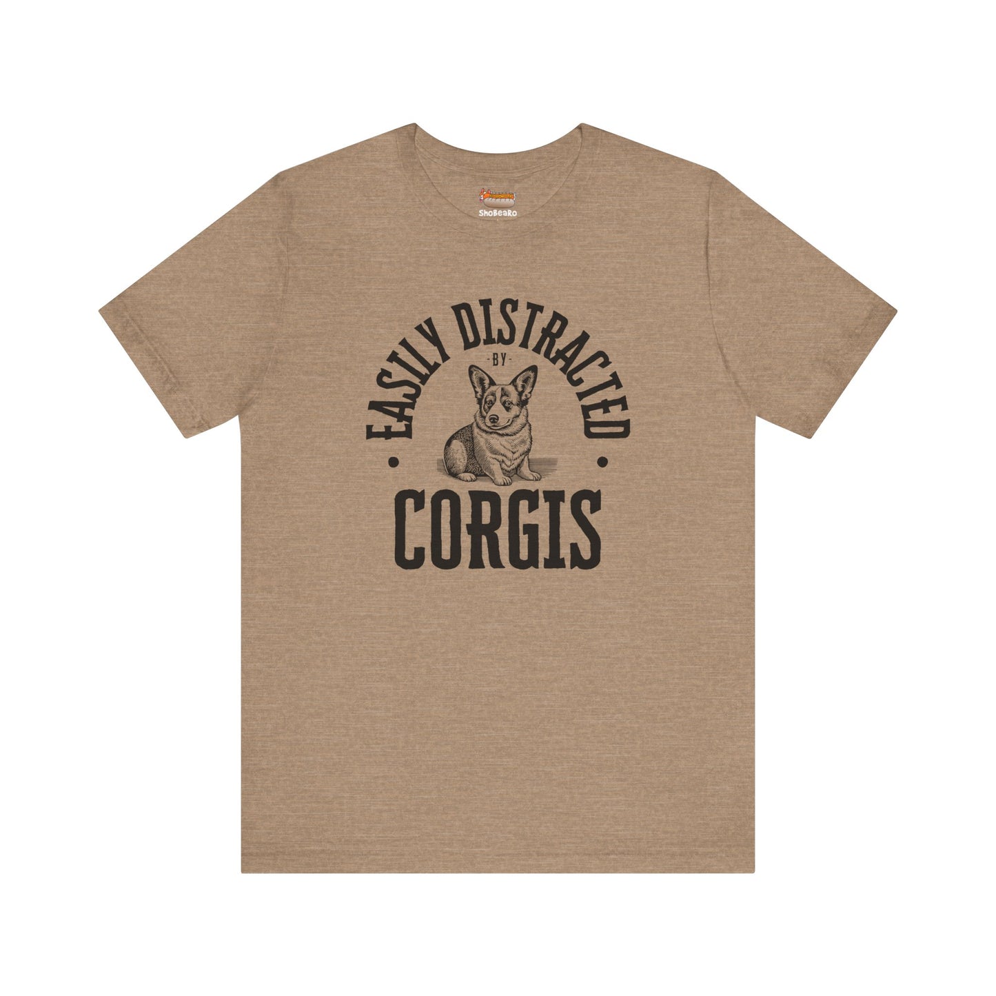 sand tan corgi t-shirt easily distracted women men shirt