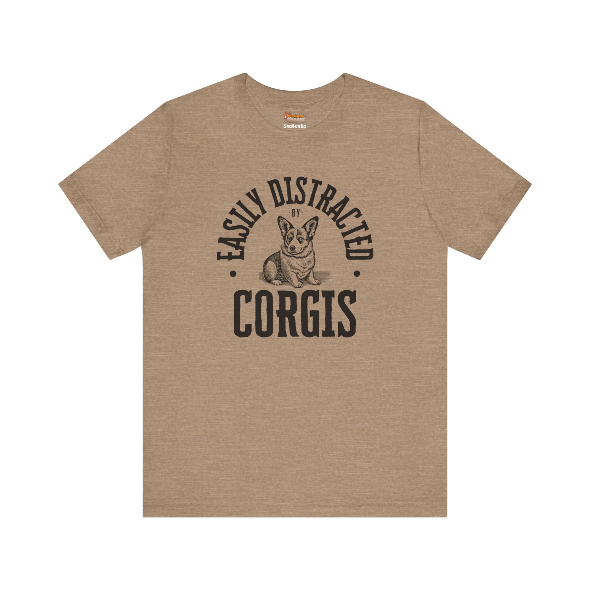 sand tan corgi t-shirt easily distracted women men shirt