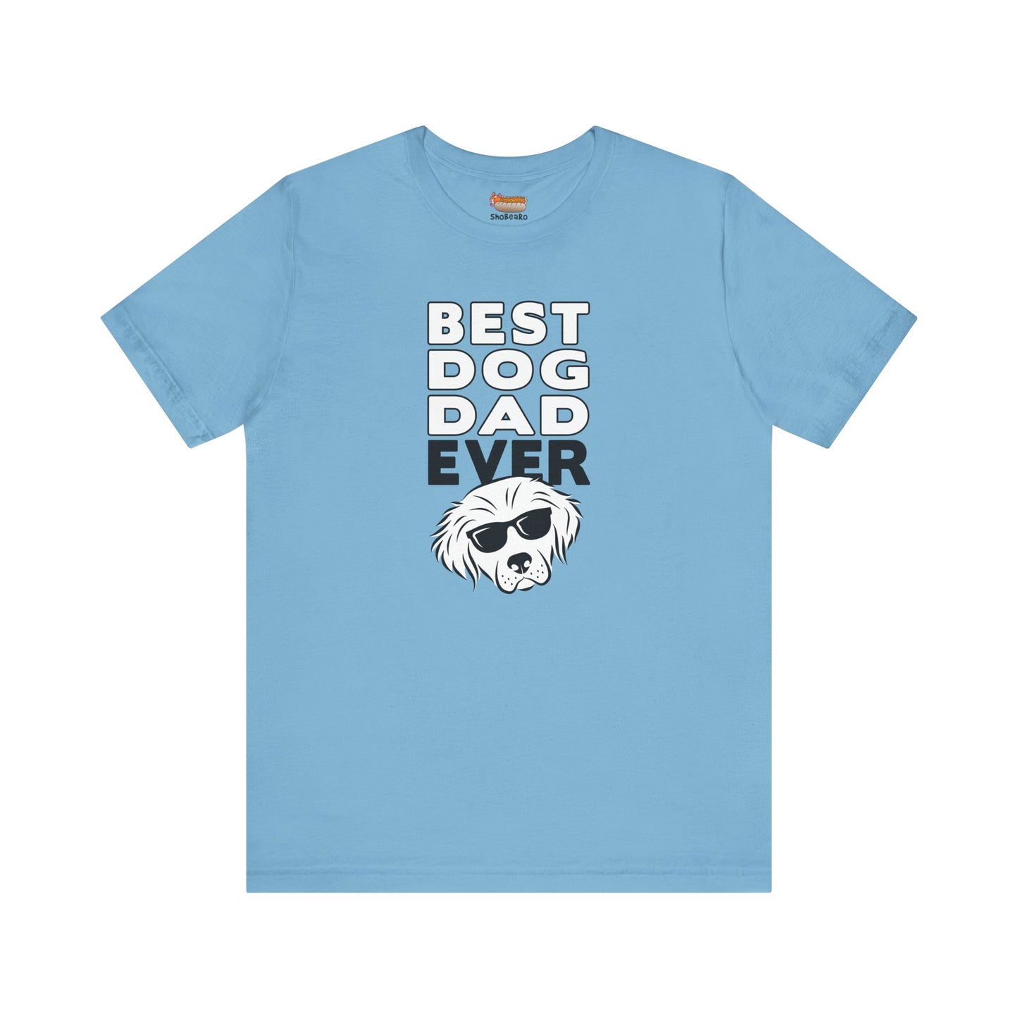 bright blue teal best dog dad ever t-shirt men