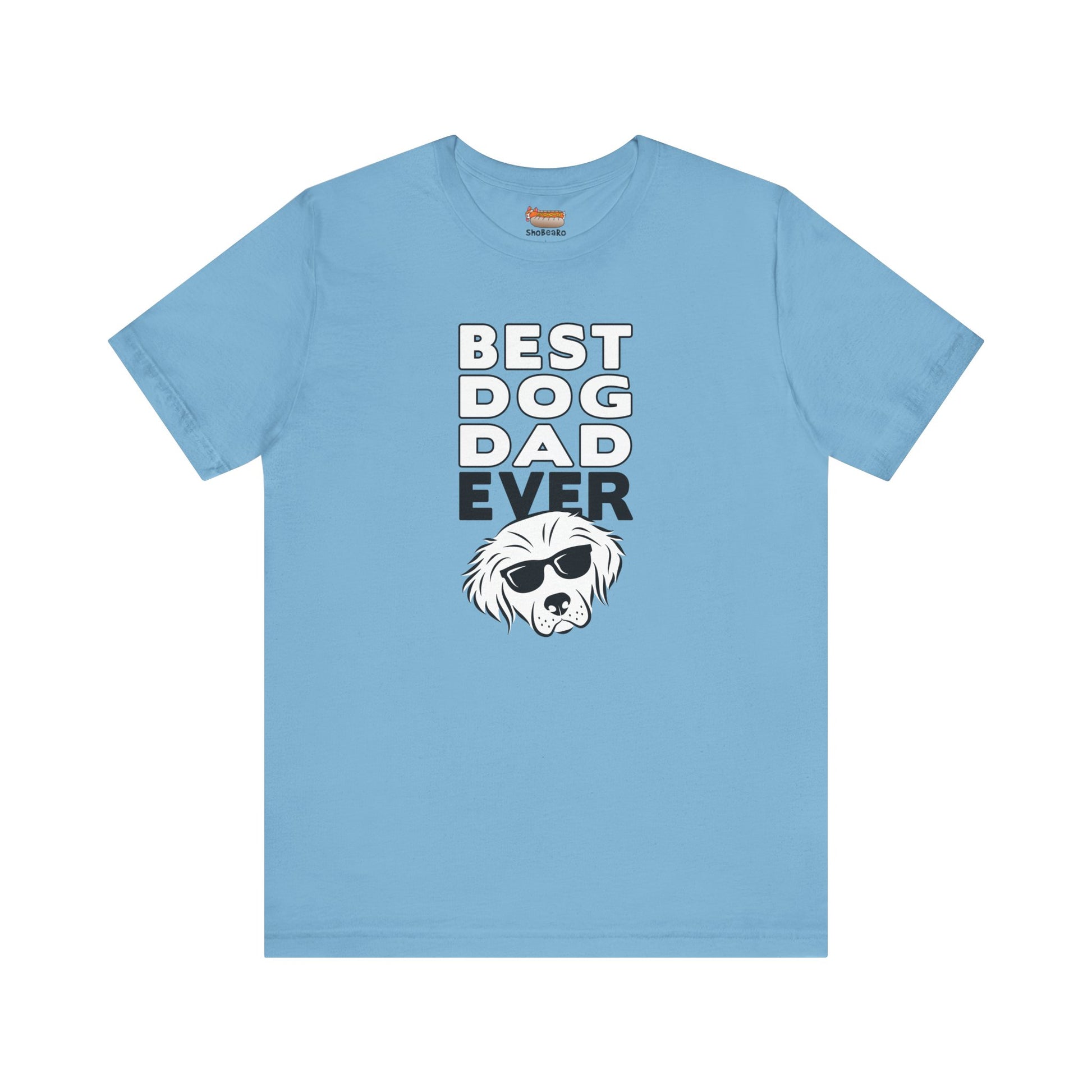bright blue teal best dog dad ever t-shirt men