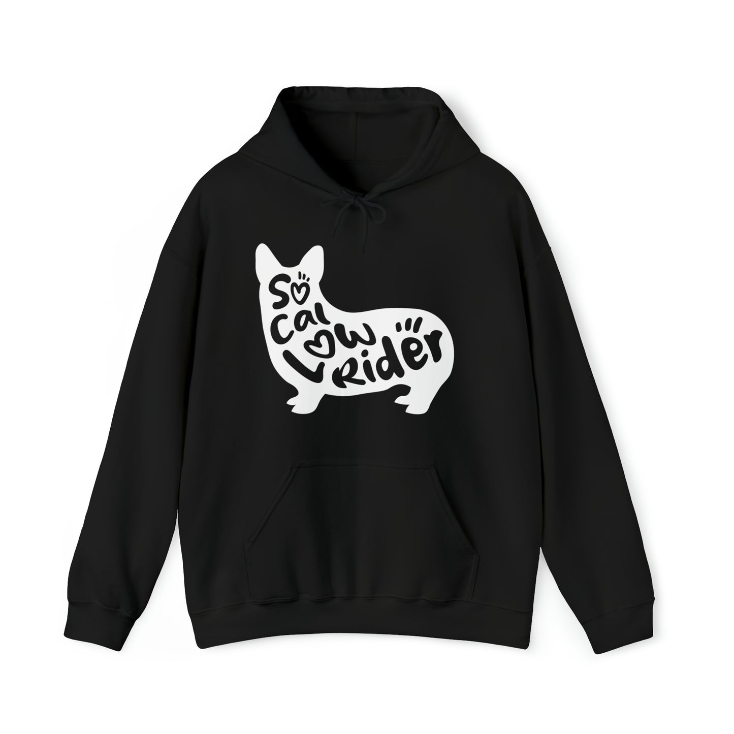 Black SoCal LowRider Southern California corgi dog hoodie sweatshirt