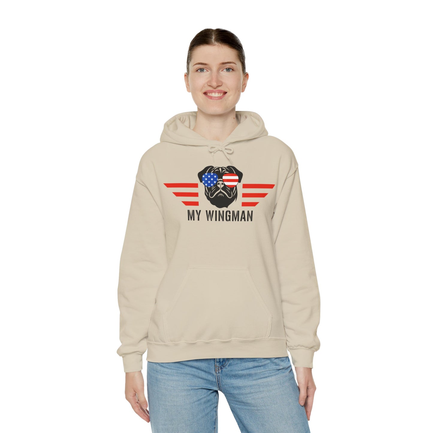 Pug Hoodie Wingman American Women & Men