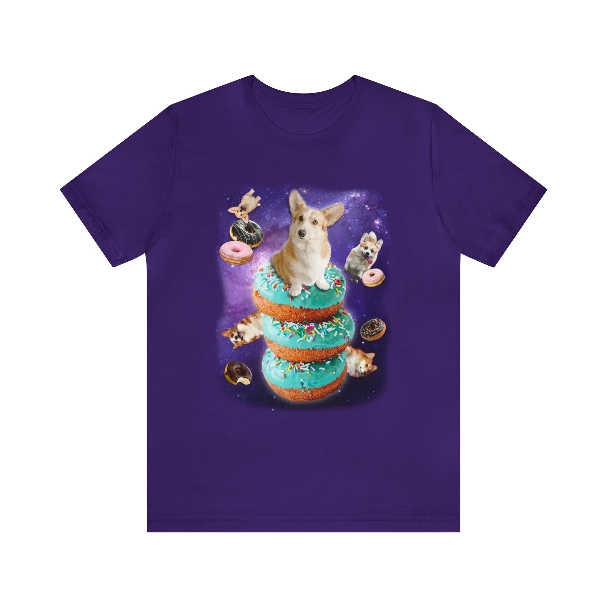 purple corgi donut space collage universe t-shirt women men unisex short sleeve shirt