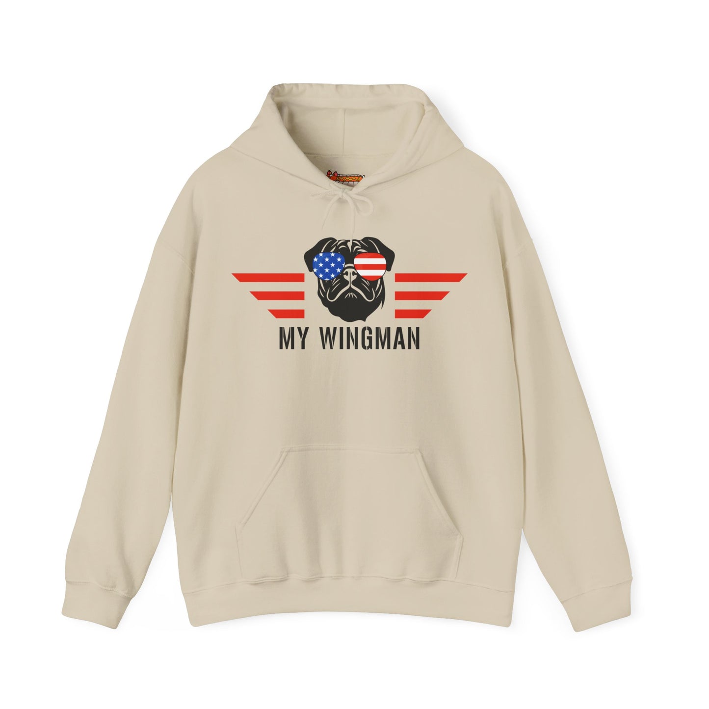 Pug Hoodie Wingman American Women & Men