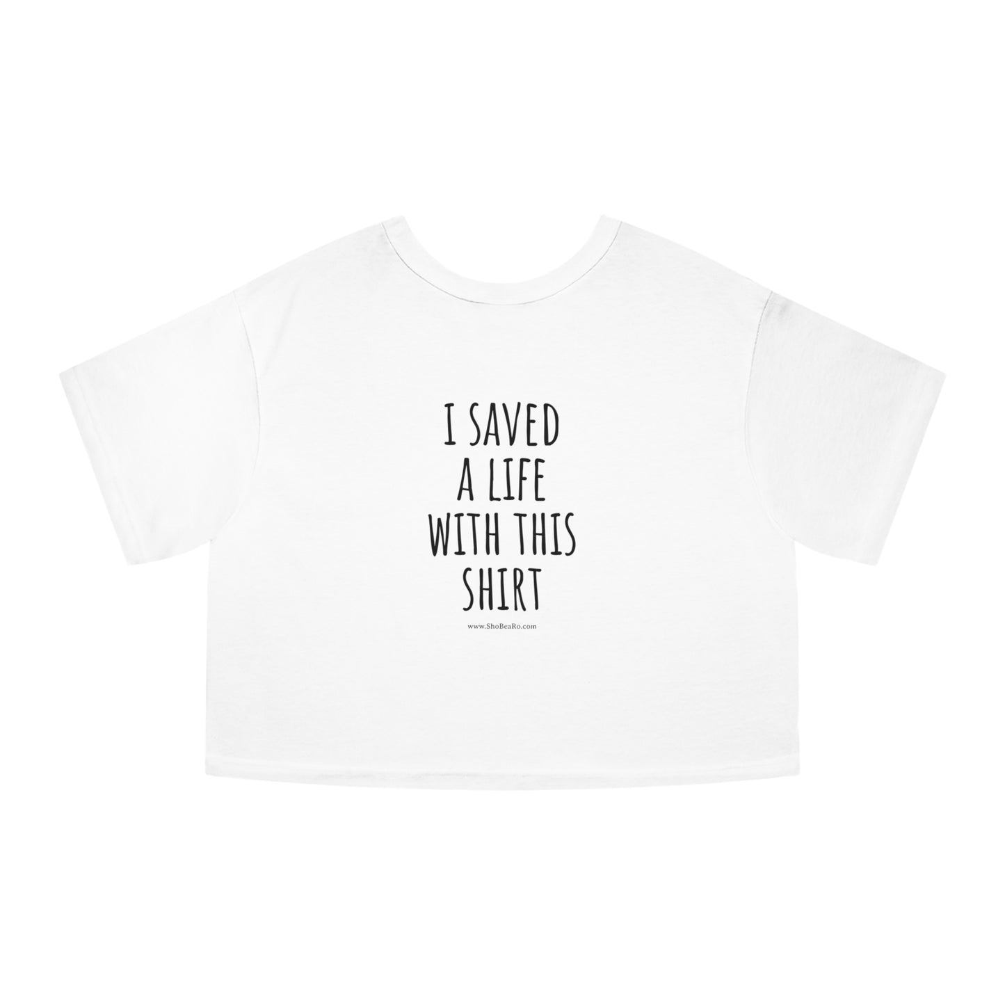 White Back ShoBeaRo logo women's cropped t-shirt corgi hot dog I saved a life short sleeve Champion shirt