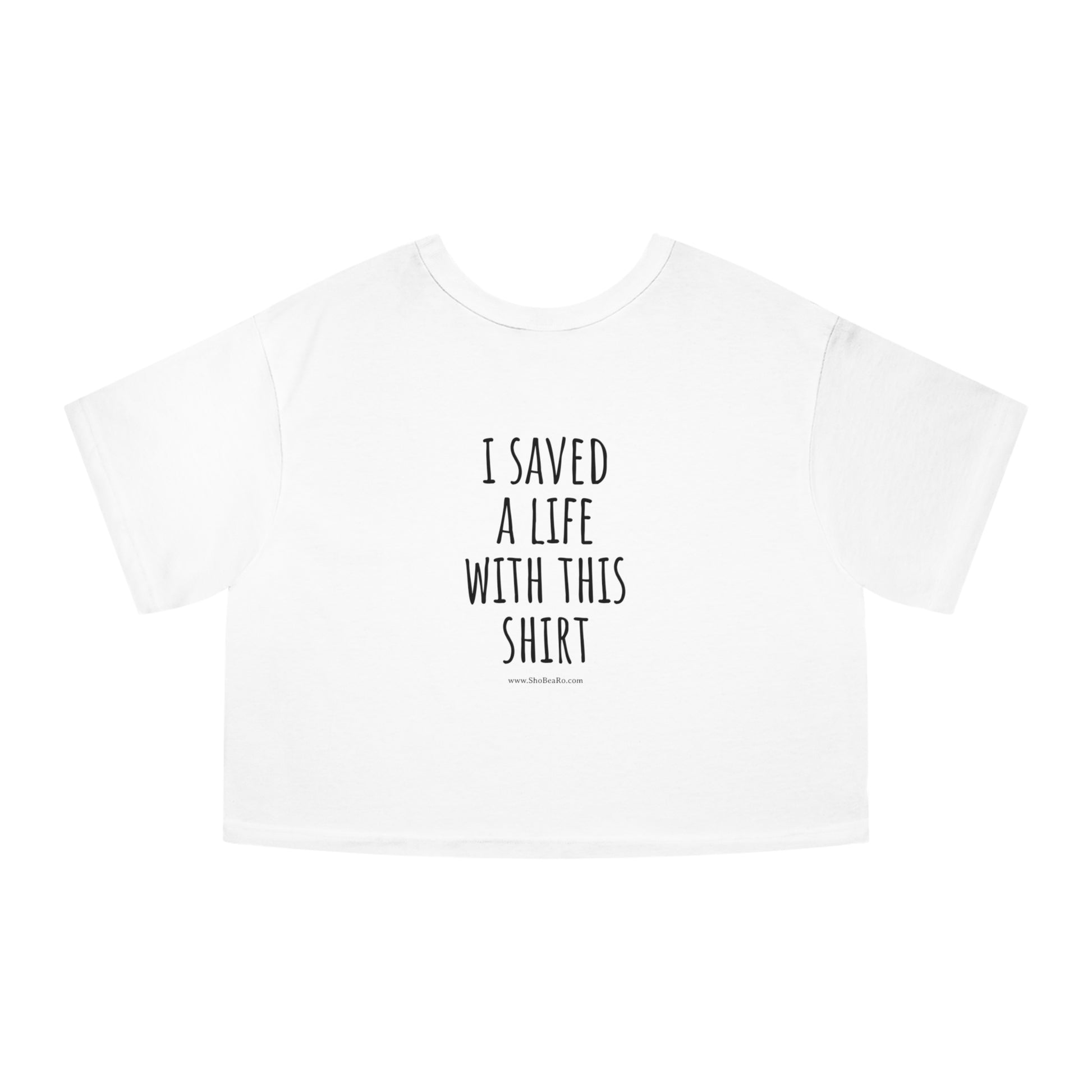 White Back ShoBeaRo logo women's cropped t-shirt corgi hot dog I saved a life short sleeve Champion shirt