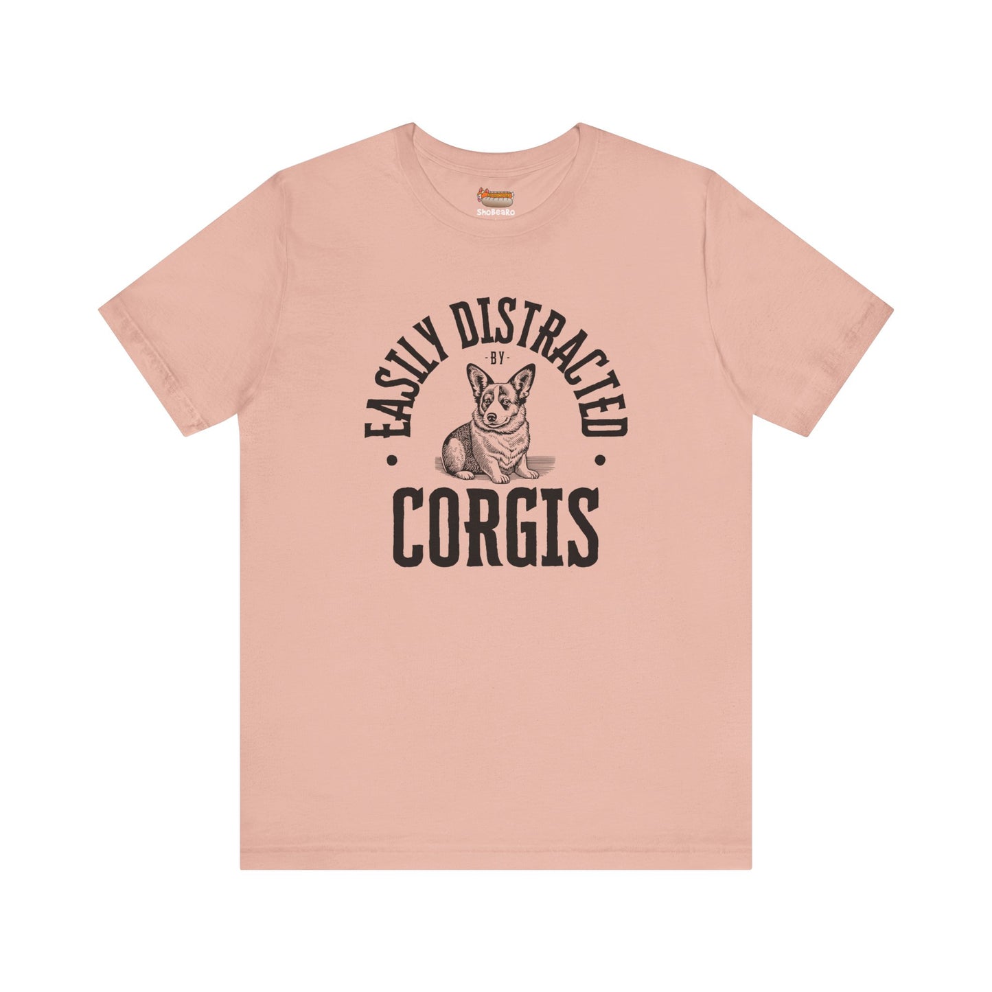 peach corgi t-shirt easily distracted women men shirt