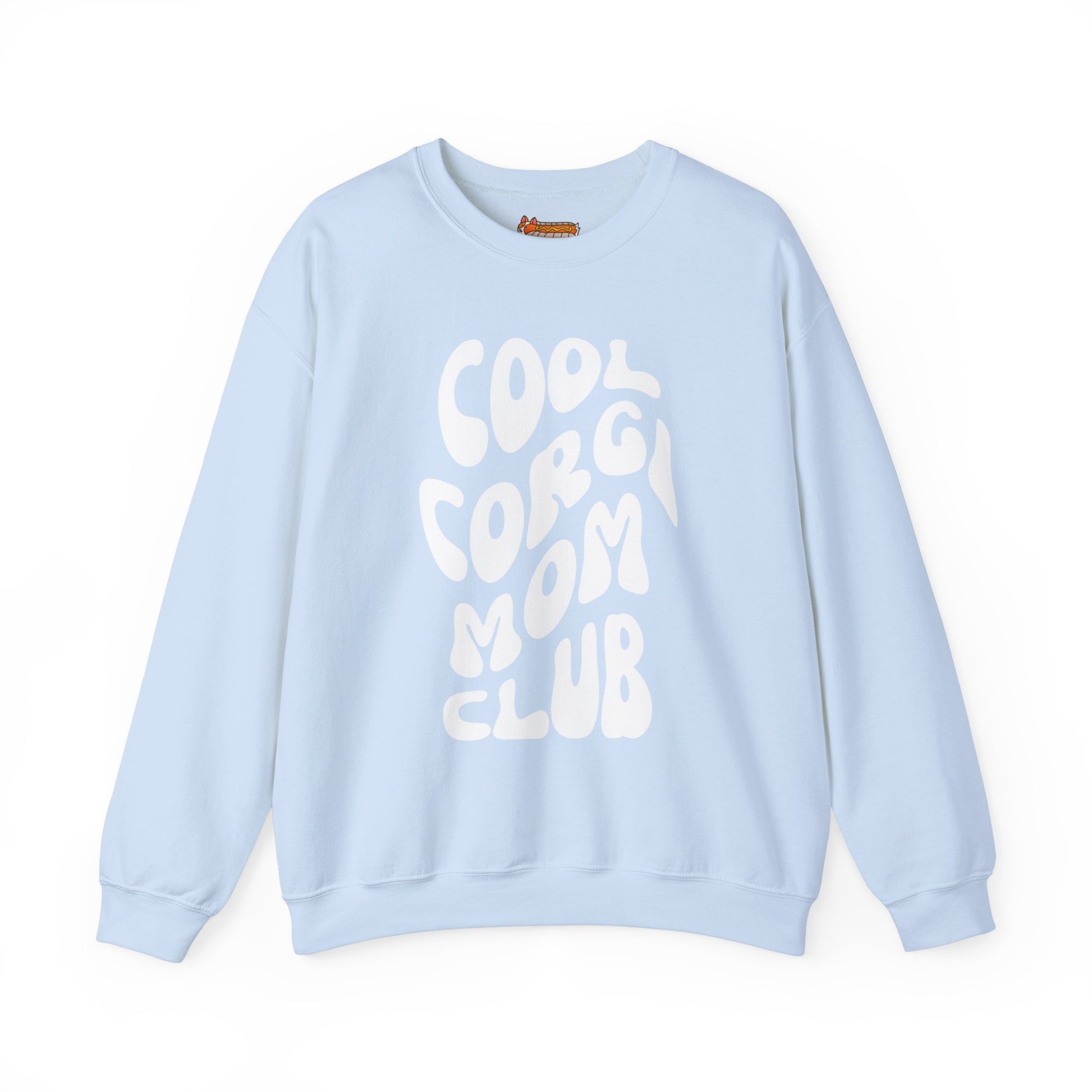 light sky baby blue corgi sweatshirt cool mom club trendy retro text dog lover gift for her women