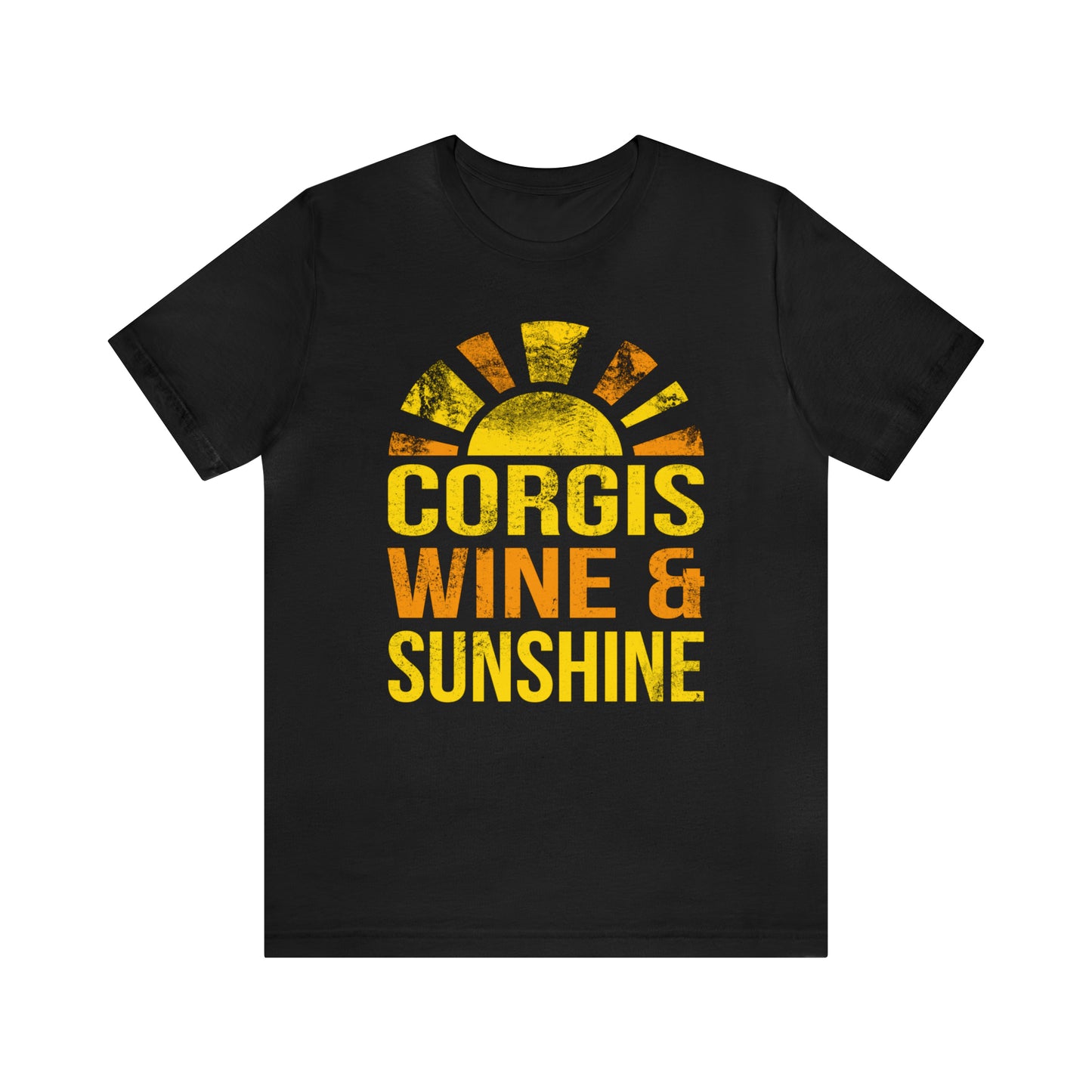 black corgis wine sunshine summer woman man t-shirt unisex short sleeve shirt grunge distressed