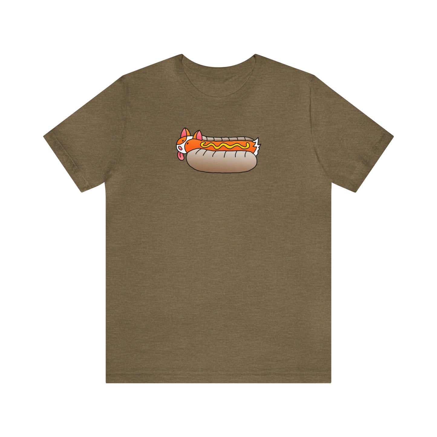 Brown Olive Front ShoBeaRo logo unisex t-shirt short sleeve men women shirt corgi hot dog I saved a life