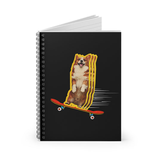 Corgi Notebook Journal Skateboard