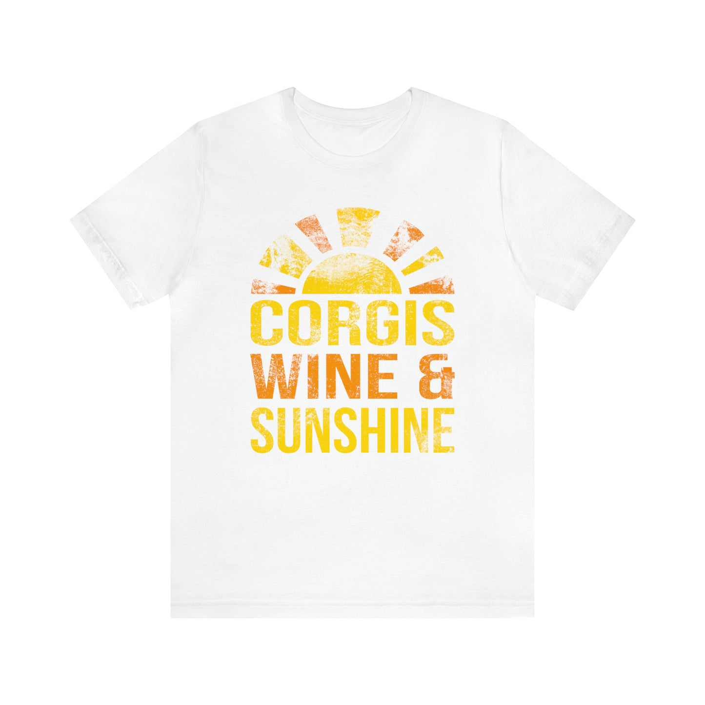 white corgis wine sunshine summer woman man t-shirt unisex short sleeve shirt grunge distressed