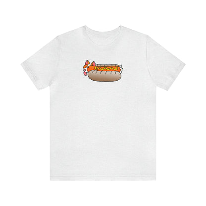 Ash Light Gray Front ShoBeaRo logo unisex t-shirt short sleeve men women shirt corgi hot dog I saved a life