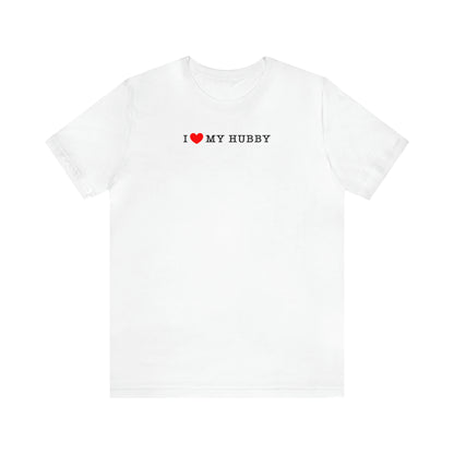 white I love my hubby and my corgi more adult unisex t-shirt front