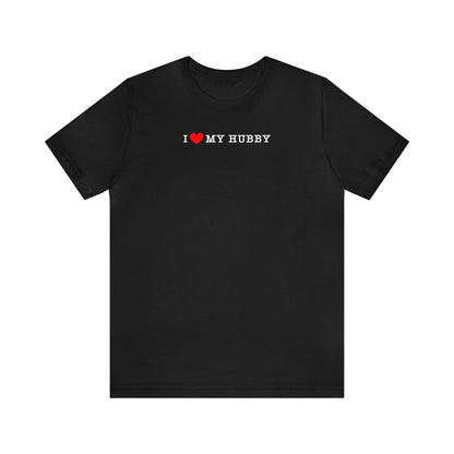 black I love my hubby and my corgi more adult unisex t-shirt front