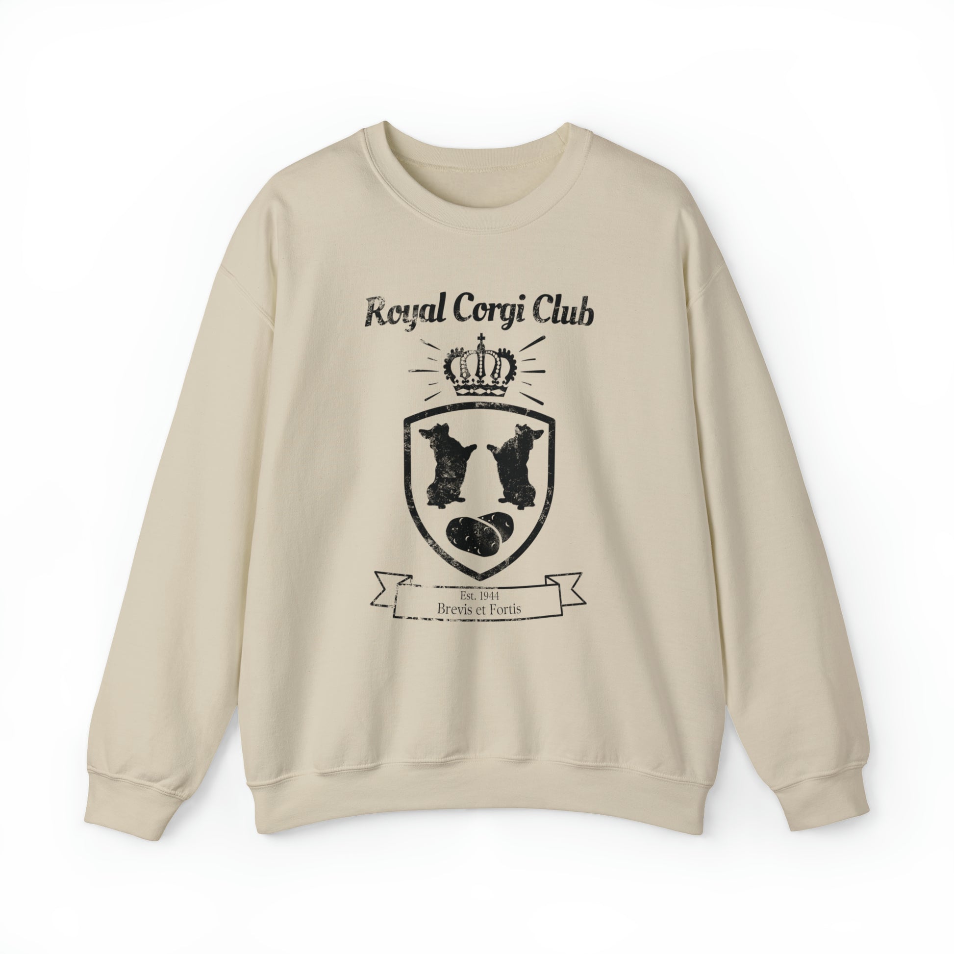 brown tan royal corgi club potato shield Pembroke Welsch sweatshirt women men unisex sweater