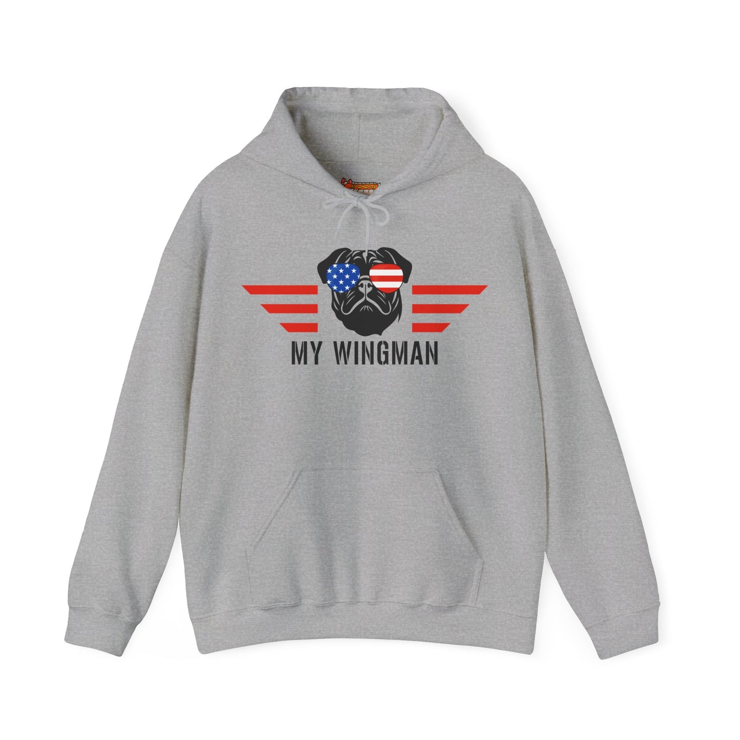 Pug Hoodie Wingman American Women & Men