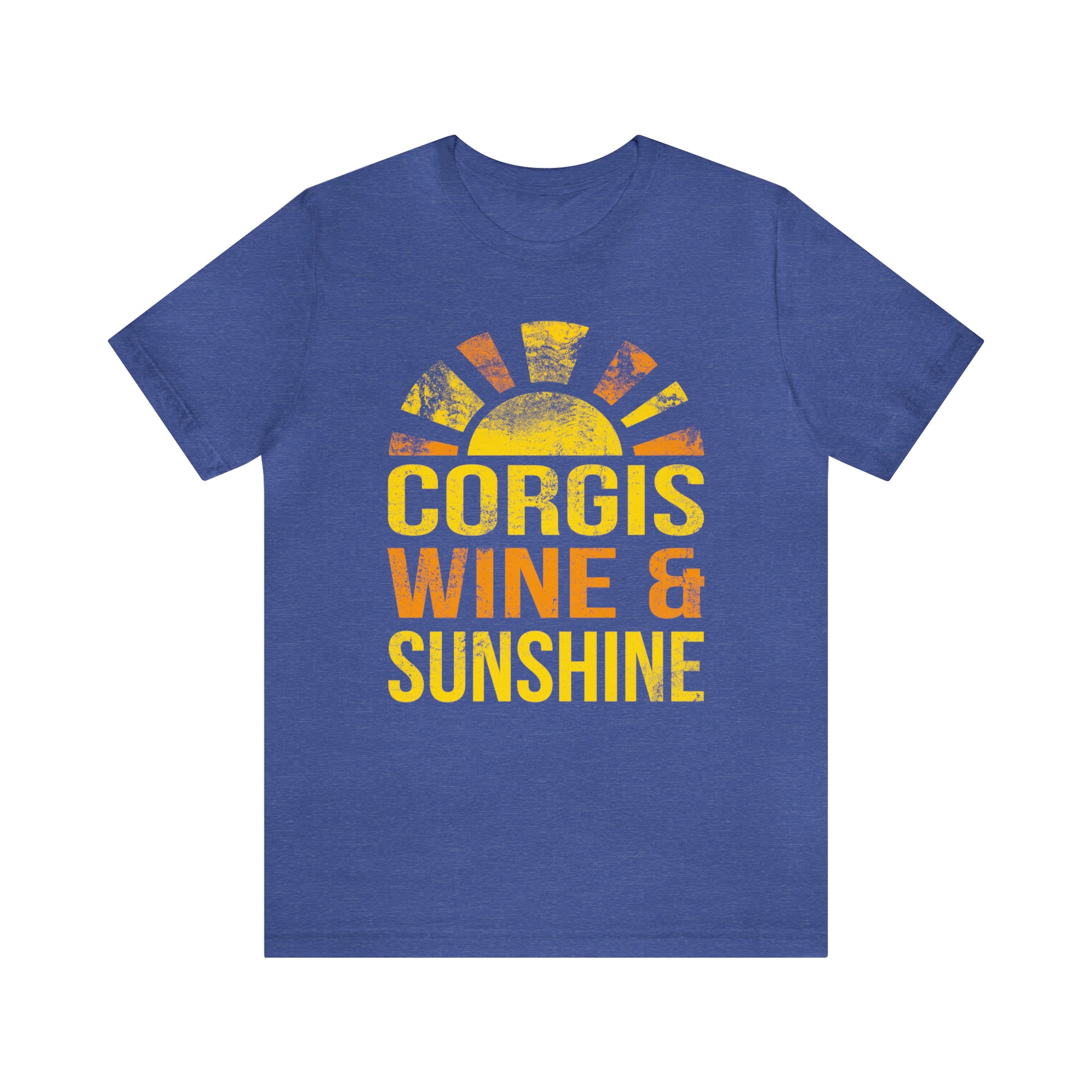 blue teal sapphire corgis wine sunshine summer woman man t-shirt unisex short sleeve shirt grunge distressed