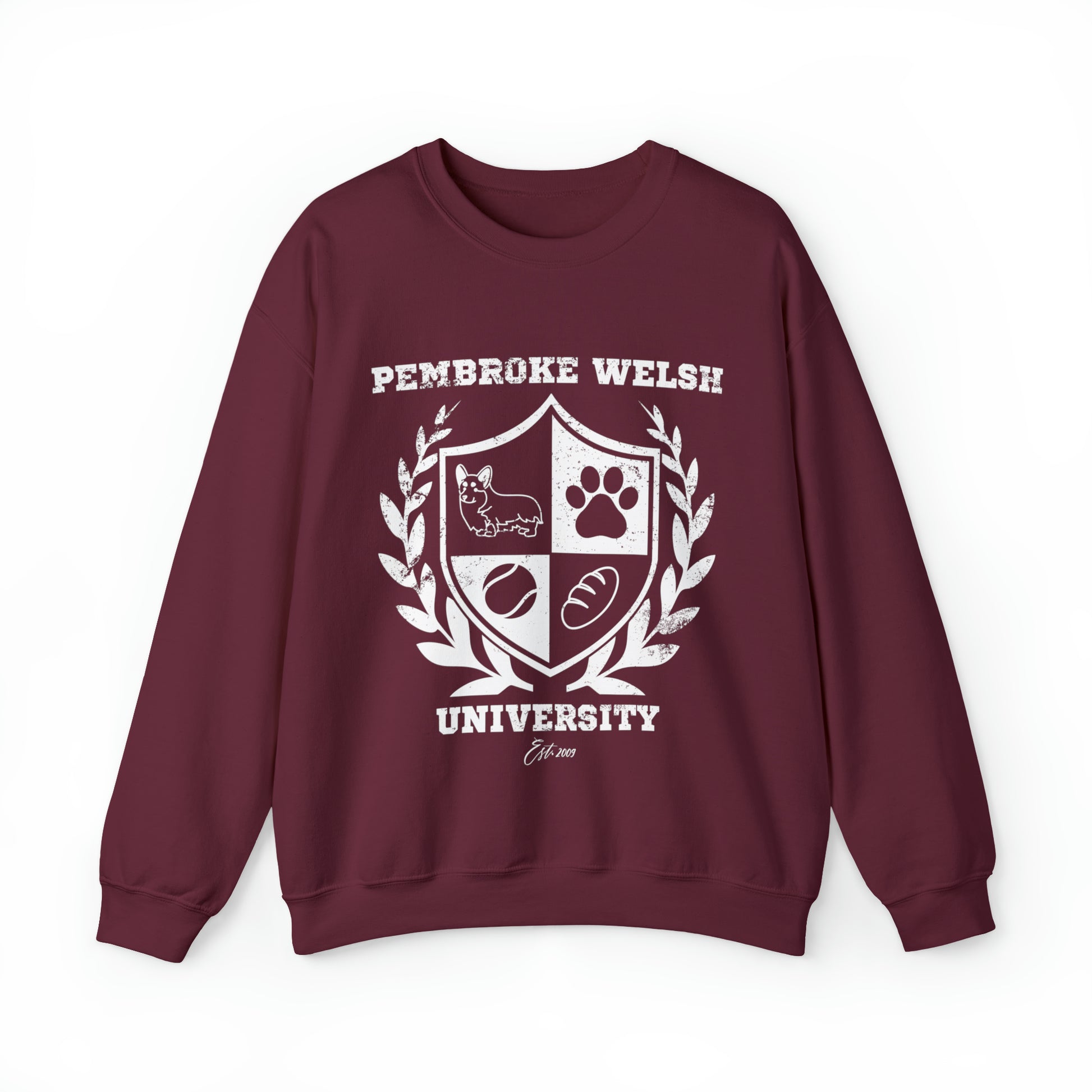 red maroon Pembroke Welsh Corgi University College Academy dog lover pet gift men women sweatshirt