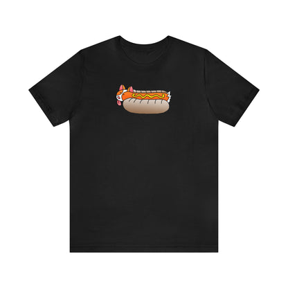 Black Front ShoBeaRo logo unisex t-shirt short sleeve men women shirt corgi hot dog I saved a life