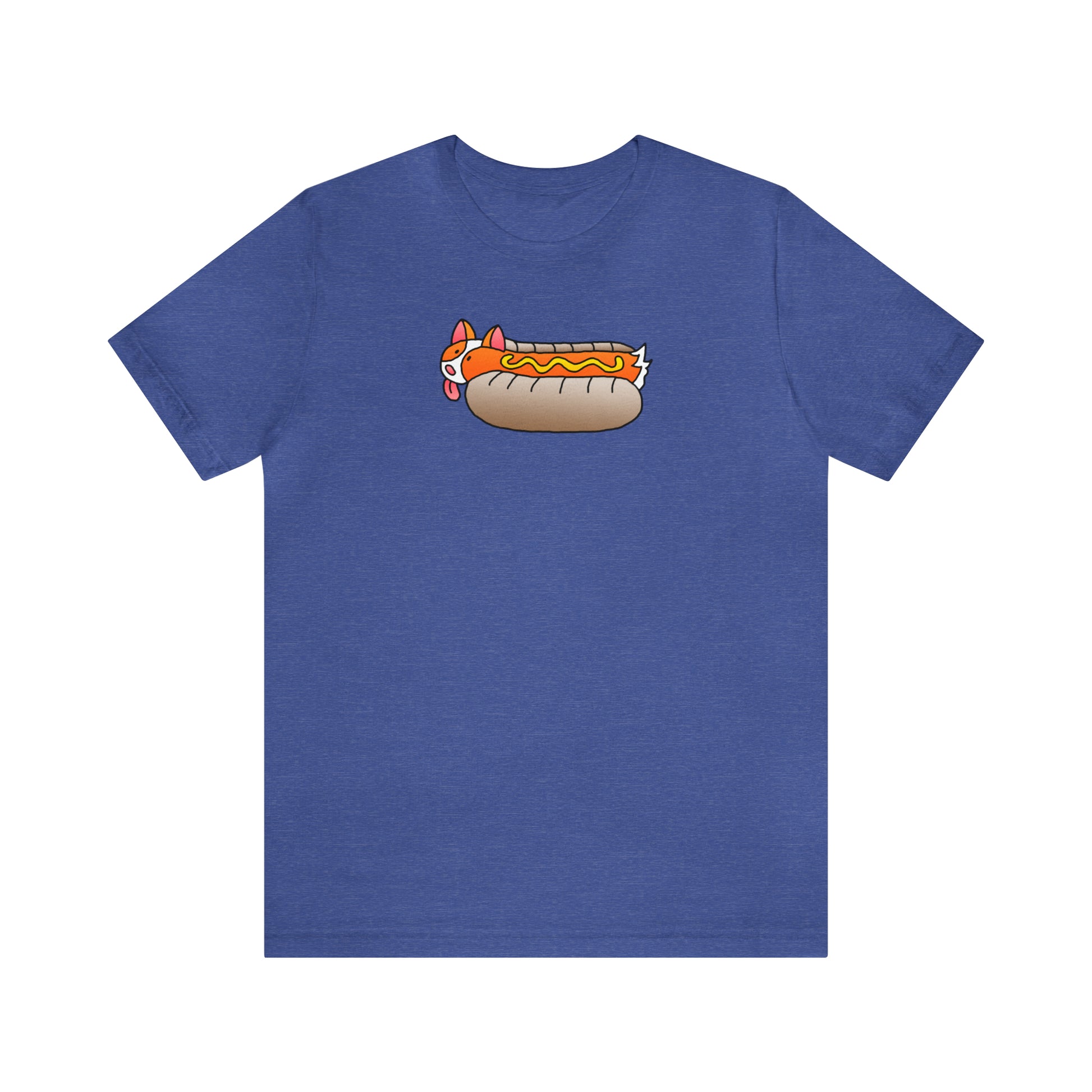 Blue front ShoBeaRo logo unisex t-shirt short sleeve men women shirt corgi hot dog I saved a life