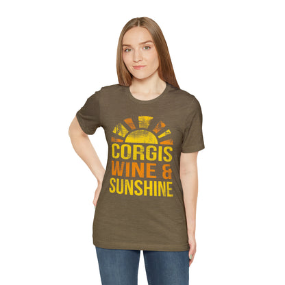 Corgi T-shirt Wine and Sunshine Distressed Women & Men