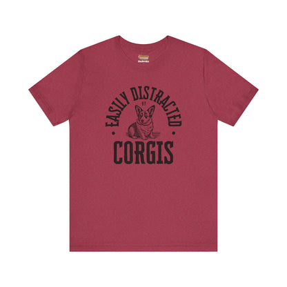 red corgi t-shirt easily distracted women men shirt