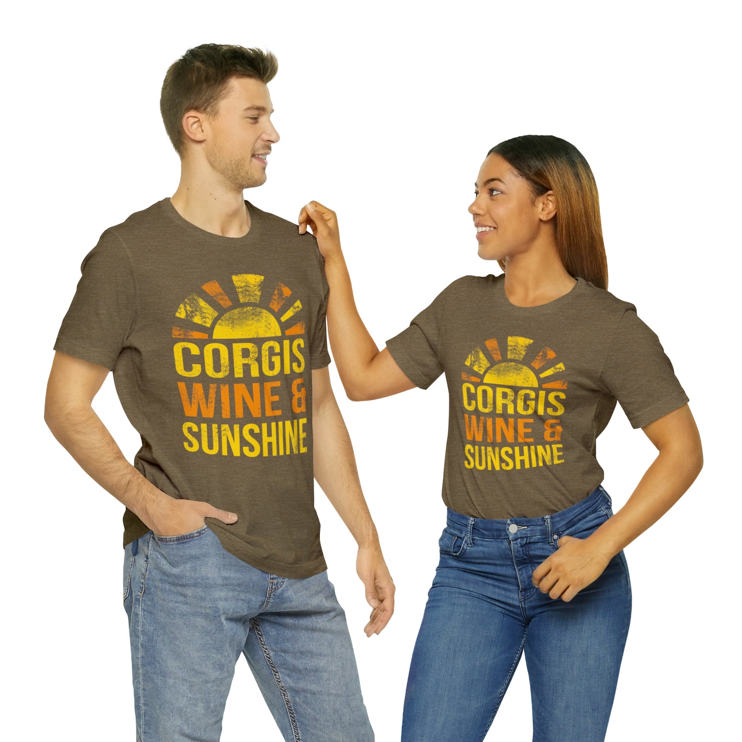 Corgi T-shirt Wine and Sunshine Distressed Women & Men
