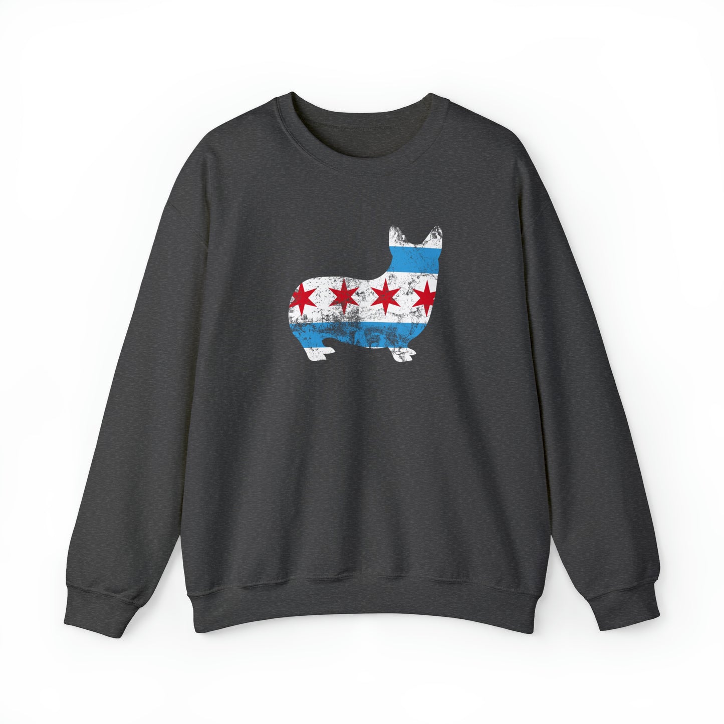 gray dark Chicago flag Windy City Illinois Pembroke Welsch corgi women men sweatshirt unisex shirt dog lover gift
