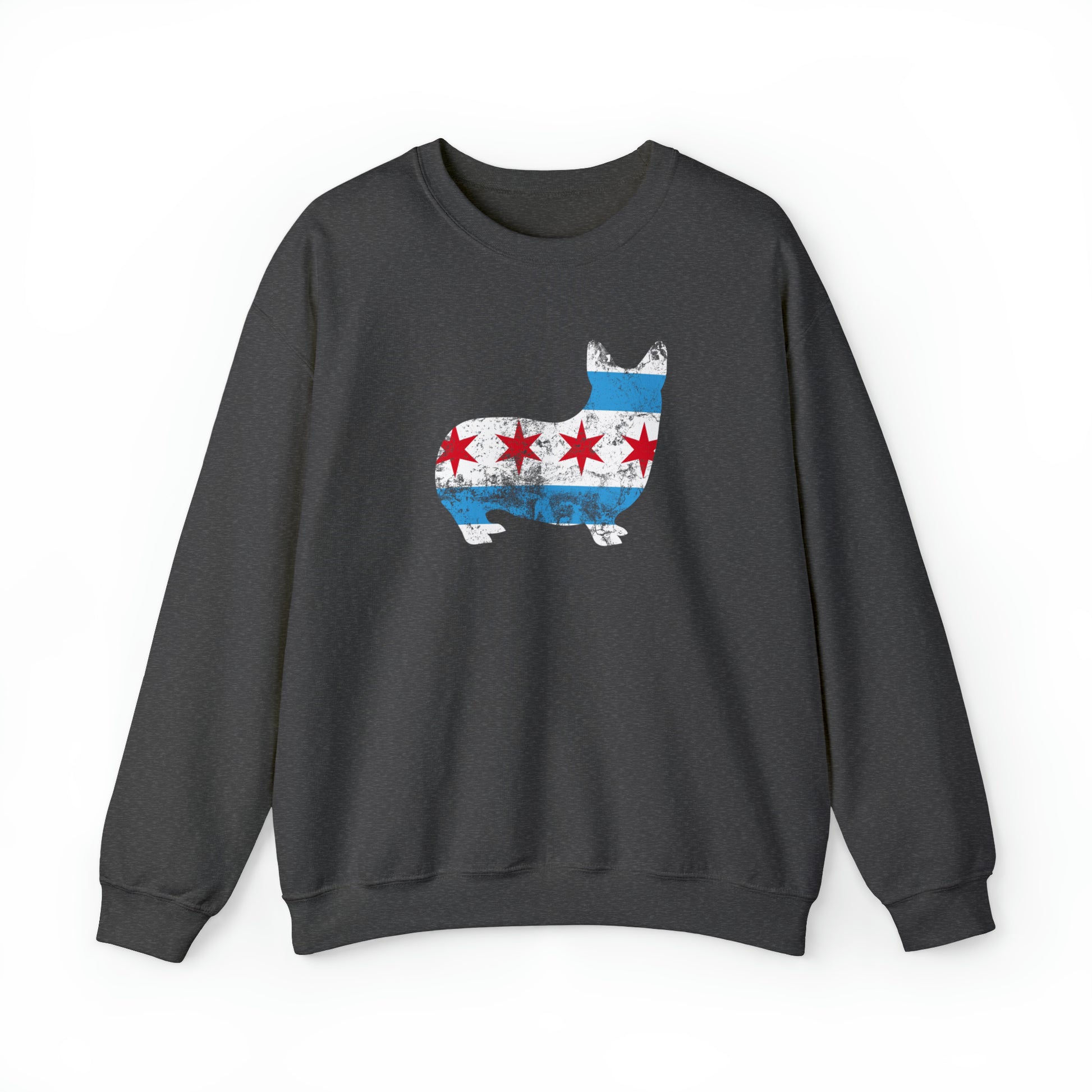 gray dark Chicago flag Windy City Illinois Pembroke Welsch corgi women men sweatshirt unisex shirt dog lover gift