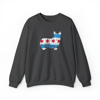 gray dark Chicago flag Windy City Illinois Pembroke Welsch corgi women men sweatshirt unisex shirt dog lover gift