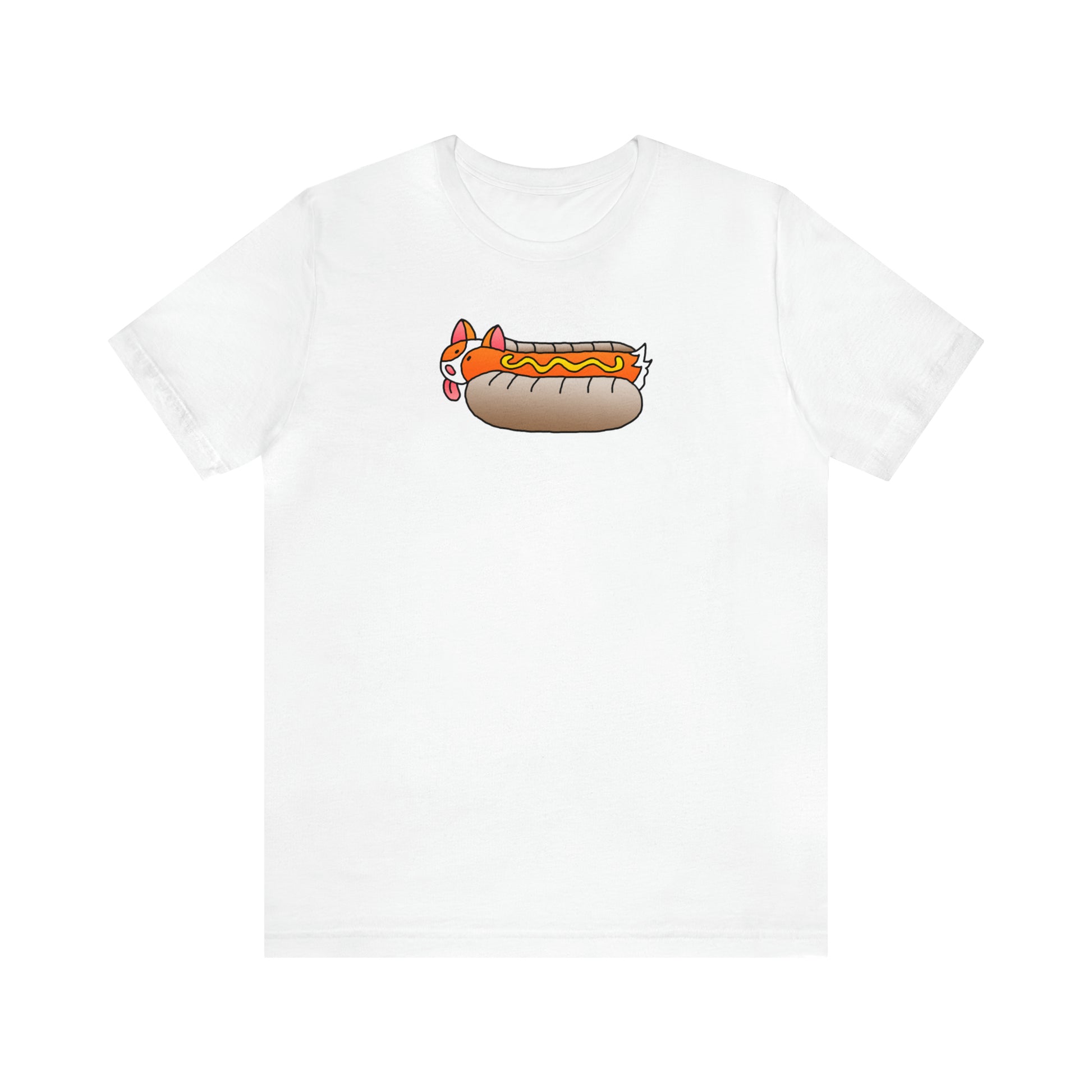 White Front ShoBeaRo logo unisex t-shirt short sleeve men women shirt corgi hot dog I saved a life