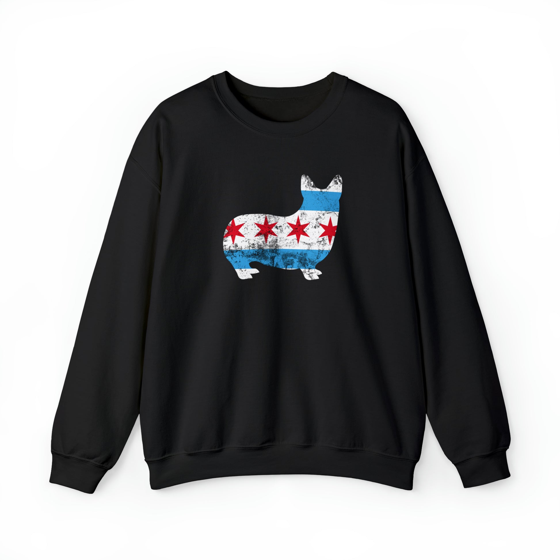 black Chicago flag Windy City Illinois Pembroke Welsch corgi women men sweatshirt unisex shirt dog lover gift