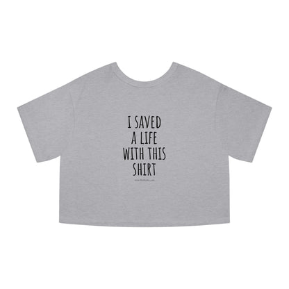 Gray Back ShoBeaRo logo women's cropped t-shirt corgi hot dog I saved a life short sleeve Champion shirt