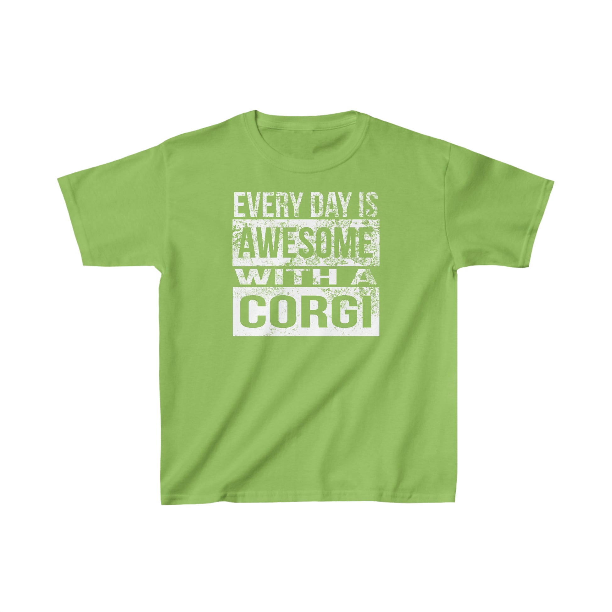 Green bright Awesome Corgi kids t-shirt Childs short sleeve